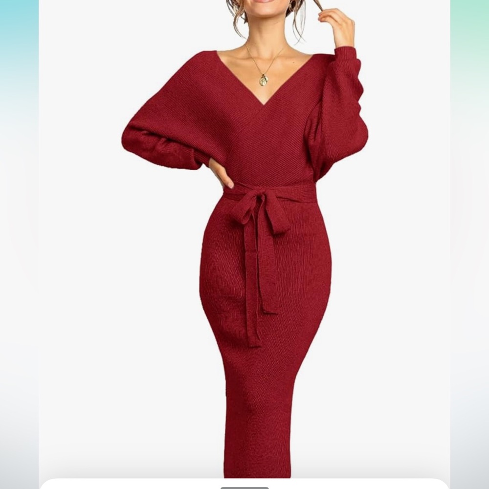 Elegant Red Knit Dress